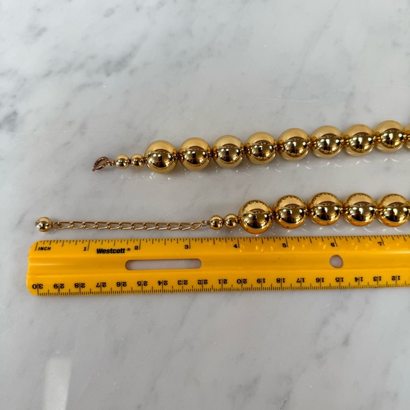 💰SOLD💰 Vintage Polished Gold Round Bead Beaded Necklace 18"-21"L inch - Picture 7 of 7